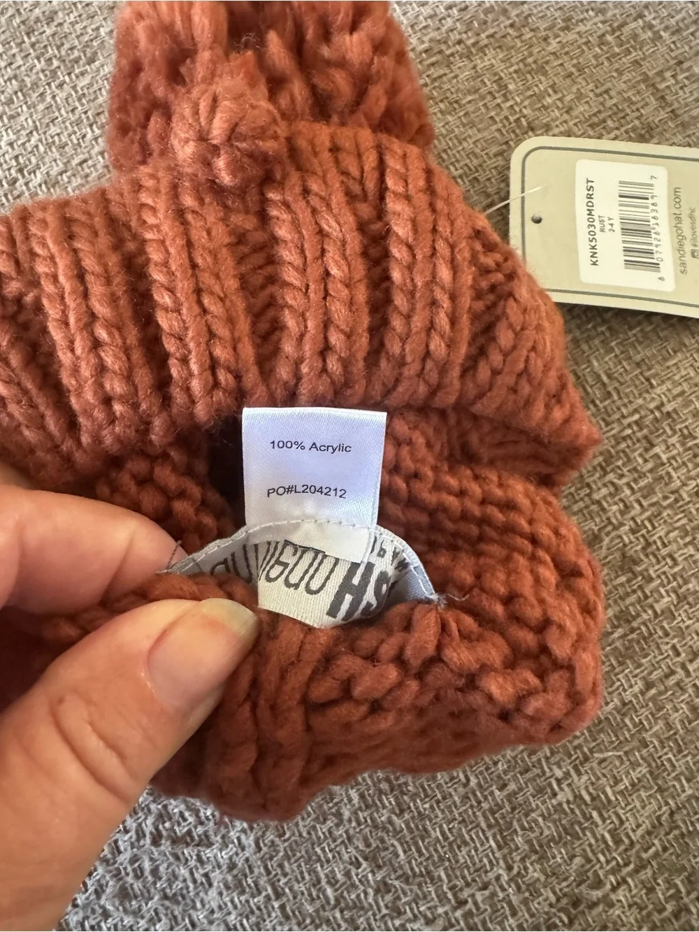 San Diego Hat Company Kids Pom Pom Beanie - Rust